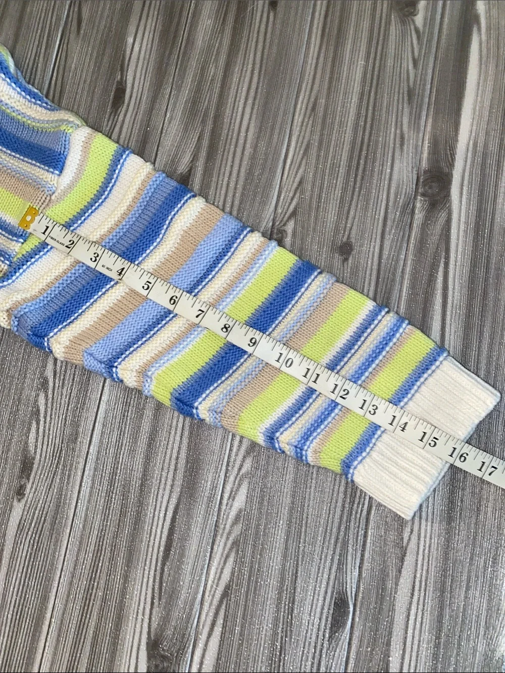 GAP Striped Cropped Crewneck Sweater in Blue, Lime, Cream & Tan